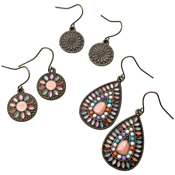 Boutique Jewelry - Bohemian Tear Drop Earrings Set of Three